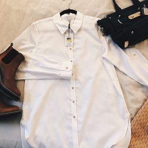 Calvin Klein White Button Down Tunic | Size M